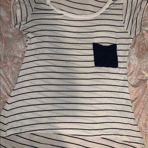 Navy blue and white striped top
